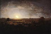 Jean Francois Millet The Sheep Meadow, Moonlight oil on canvas